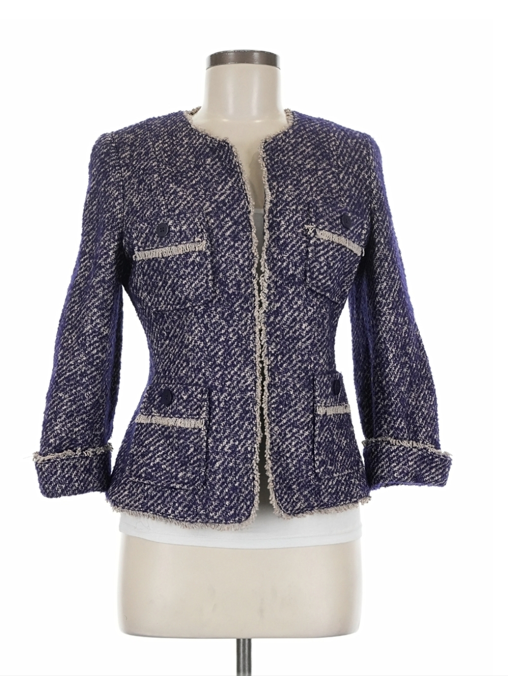 Talbots Purple Tweed Jacket with Lilac Accents 12 Petite
